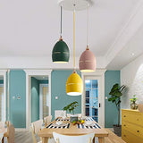 Xdmgg Lampe suspendue en métal Style nordique moderne Couleur Macaron Couleur tasse Lampes décoratives en métal Hauteur réglable 15 cm Pour salle à manger, bureau, café E27 x 3 (Châssis rond)