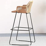 HPTK Tabouret De Bar, Lot De 2, Tabouret De Bar en Rotin Tissé À La Main, Chaise De Comptoir avec Dossier, Tabourets De Salle À Manger pour Le Petit-déjeuner, pour Piscine/Café/Cuisine