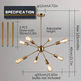 ENCOFT Sputnik Lustre Moderne 8 Lumières E27 Base, Suspension Satellite Luminaire en Métal Lampe pour Chambre Cuisine Restaurant, Or Sans Ampoules