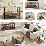 SICOTAS Table Basse Ronde Table Basse de Salon en Verre avec 2 Étagères, Structure en Métal, Design Industriel,Table en Verre pour Salon, Balcon, Bureau, 80 x 80 x 45 cm