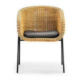 Tousmesmeubles Distributeur Teulat - Fauteuil Rotin Pieds Noirs + Coussin - Sego - L 61 x l 54 x H 81 - Neuf