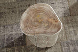 MASSIVMOEBEL24.DE Tabouret Naturel Ø35cm - Tronc d'acacia laqué (Blanc) - UNIKA