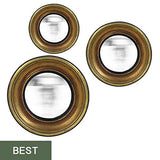 EMDE Ensemble 3 miroirs muraux Ronds 'Convexe Couleur - Doré