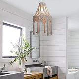 Plafond Pendentif Gland Abat-Jour Style Pastorale Fille Chambre Luminaire Cordon en Coton Tissu en Macramé Décoration Suspension Lampe pour Salon Table À Manger Mariage