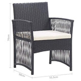 vidaXL 2X Fauteuils de Jardin avec Coussins Chaise de Patio Fauteuil de Terrasse Chaise de Jardin Fauteuil d'Extérieur Noir Résine Tressée