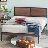 ZINUS 30 cm Mory Sommier plateforme en bois et en métal avec tête de lit en deux parties | Support à lattes en bois | Facile à monter | 180 x 200 cm | Marron