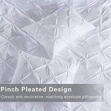 Sedefen Blanc Housse de Couette 220x240cm Pintuck avec Fermeture Éclair - Ado Fille Adulte Parure de Lit 2 Personnes en Microfibre + 2 taie d'oreiller 65x65cm