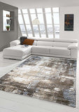 Designer Tapis Zone Tapis Contemporain Optique Mur de Pierre Tapis de Style Baroque dans Brown Beige Gris Heather Cream Größe 160x230 cm