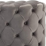 Tabouret Repose-Pieds Luxueux et Confortable en Peluche, Petite Table Basse Moderne, Pouf Rond en Velours capitonné, Banc de Bout de lit pour Salon Chambre d'hôte-Beige 60x60x40cm(24x24x16inch)