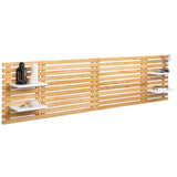 IDMarket - Tête de lit Lattes AVA 240 CM Bois Clair et étagères Blanches