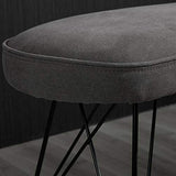 HOMCOM Banc Banquette Design Contemporain Pieds Eiffel en épingles métal Noir revêtement Lin Gris