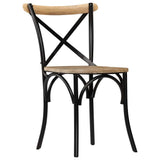 vidaXL 2X Bois de Manguier Chaises à Dossier Croisé Noir Chaise de Cuisine