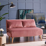 DecoInParis Banquette Convertible 2 Places en Velours Tonka (Rose)