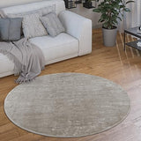 Tapis Rond Salon Tapis Poil Ras Moderne Moelleux Lavable Monochrome, Dimension:80 cm Rond, Couleur:Gris