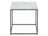 HOMIFAB Table Basse carrée 40 cm en marbre Blanc et Pieds en métal Noir - Collection Telma.