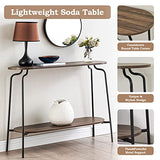 SICOTAS Bout de Canapé Table Table Console en Bois, Console Entrée Meuble avec 2 Etagères, Table Console pour Salon, Entrée, Couloir, 105x32x78 cm, Noyer