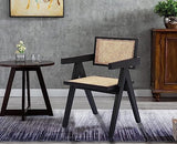 Wahson Chaise de Salle à Manger en Cannage Chaise de Cuisine en Bois Rotin Chaise Vintage Chaise Loisirs Confortable pour Salon/Cuisine, Noir
