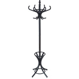 Goplus Porte-Manteau sur Pied au Style Industriel, 12 Crochets en Bois Massif, Support Manteau/Parapluie/Chapeau, 51 x 51 x 184CM (Noir)