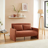 BAÏTA Canapé Droit Jade Convertible Tissu Bouclette Terracotta 2 Places