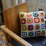 dedepeng Housse de coussin en crochet faite à la main - 45 x 45 cm - Carré - Pour la maison, la chambre à coucher, le bureau - Décorative