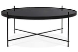 PEGANE Table Basse Simple en métal et Verre trempé Coloris Noir - 83 x 83 x H.35 cm