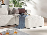 Lisa Design - Canapé d'angle Stella - Canapé 4 Places en Velours Côtelé - Style Contemporain - Fabriqué en Europe - Droit, Beige