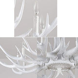 HYQJUNE E27 Pendentif Lampe Vintage Salon Pendante Lumière Bois De Cerf Blanc Résine Lustre Hauteur Réglable Suspension Lampe 6 Têtes Chandelier Restaurant Grenier Bar Café Suspension Plafonnier