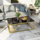 Tables basses de salon Table basse moderne pour le salon | Table de Cocktail de Table Rectangulaire en Marbre Mid-Century | Bureau Accueil Table de canapé d'extrémité | avec étagère de rangement | N