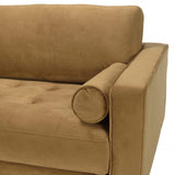 MACABANE NOE - Canapé Madrid 3 Places Tissu Couleur Camel Pieds Bois
