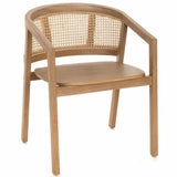 Fauteuil de Table Palma Amadeus Chaise Siège en Bois d'Acajou et Cannage Rotin Couleur Naturelle 57x60x78cm