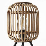 Lampe de table, 1 x E27 max. 40 W - Métal/rotin - Marron clair