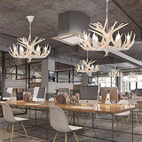 HYQJUNE E27 Pendentif Lampe Vintage Salon Pendante Lumière Bois De Cerf Blanc Résine Lustre Hauteur Réglable Suspension Lampe 6 Têtes Chandelier Restaurant Grenier Bar Café Suspension Plafonnier