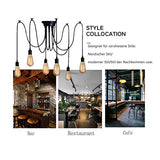 YNXing - Suspension Edison vintage - Réglable - Lampe suspendue - Luminaire industriel - Lustre noir - 1, 3, 5, 6 têtes - 8 supports de lampe