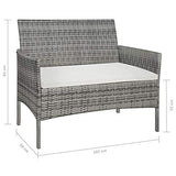 vidaXL Banc de Jardin Résine Tressée Gris Terrasse Patio Banquette Fauteuil