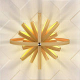 Tomons Lampe de Plafond LED en Bois Plafonnier Lustre du Style Moderne Vintage en Forme de Sphère Bandes de bois Ajustable pour Restaurants, Chambre, Salon, Salle de Bain, Café-bar, Cuisine - PL1004