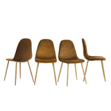 Yata Home Lot de 4 Chaises 44x44x87cm Marron Anthracite Tendance Scandinave Velours Pied Métal Look Bois Salle à Manger Salon Bureau Chambre