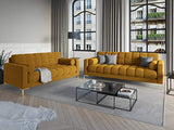 Cosmopolitan Design Canapé Velours, Bali, 3 Places, Jaune, 177x92x78