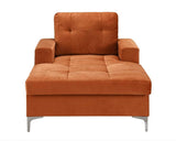 BHDesign ABI - Méridienne Moderne et Large - Velours - Coloris Marron