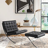 X&JJ Chaise pliante style Barcelone du milieu du siècle - Chaise de loisirs avec ottoman, chaise de salon classique moderne pour le salon, le bureau