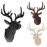 Tête de cerf en bois Support mural en forme de tête d'animal, décoration d'entrée, blanc