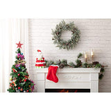 BEJOY Couronne de Noël Artificielle, 56cm Pomme de Pin Vigne Floquée Couronne de Sapin à Paillettes avec Baies Blanches pour Noël Maison Porte D'entrée Suspendue Mur Fenêtre Décor