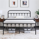 Yaheetech Lit Simple Double en Métal Assemblage Simple pour Petits Espaces Adultes 140x200cm Noir