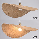 Suspension En Bambou Tissé Loft Pays Suspension E27 Suspension Réglable En Hauteur Bambou Rotin Tissé Chambre Éclairage Lustre Salle D'étude Salon Lumière Décorative,Ø40cm