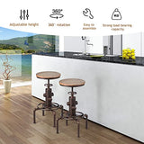 LIFEZEAL Tabouret de Bar Industriel, Hauteur Réglable 59,5-75CM, Tabouret Cuisine Rond Pivotant 360° avec Repose-Pieds, Siège en Pin 33x33CM, Support en Tube de Fer avec Charge de 150 KG, Bronze