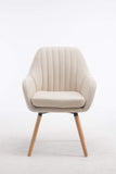 CLP Chaise de Salle à Manger Confortable Florian Rembourré Revêtement en Tissu - Chaise Visiteur avec Un Design Retro Accoudoirs et Pieds en Bois - Couleurs au Choix: Crème, Nature