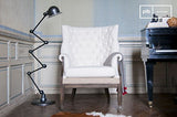 Fauteuil Baroque Cambridge - Bois Massif, Produit atypique, Finition patinée | Design capitonné pour Un Style bohème élégant - Blanc Creme (L64 x H104 x P64 cm)