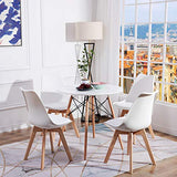 EGGREE Chaises Salle à Manger Scandinaves Lot de 4 Chaises de Cuisine, Rétro Rembourrée Chaise de Salle de Bureau, Pieds en Bois de Hêtre Massif, Blanc