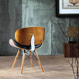 folk Style rétro DSW Simili Cuir Eiffel à Manger Chaise de Bureau en Bois Finitions Noyer (Noir Faux Cuir)