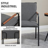 HOMCOM Fauteuil de Salon Assise revêtement synthétique avec accoudoir Structure en Acier Charge Max. 150 Kg 65,5l x 85P x 85H cm Gris