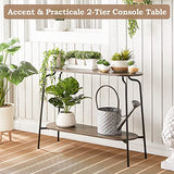 SICOTAS Bout de Canapé Table Table Console en Bois, Console Entrée Meuble avec 2 Etagères, Table Console pour Salon, Entrée, Couloir, 105x32x78 cm, Noyer